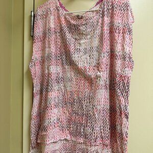 S112 - JCP Pink White Maroon Top Shirt  3x 24